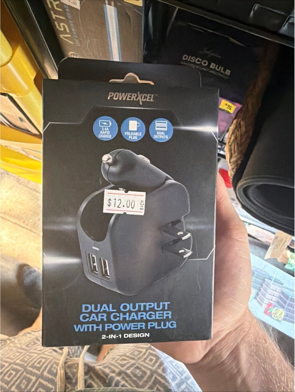 PowerXcel Dual Output Car Charger With Power Plug 2 In 1 Design